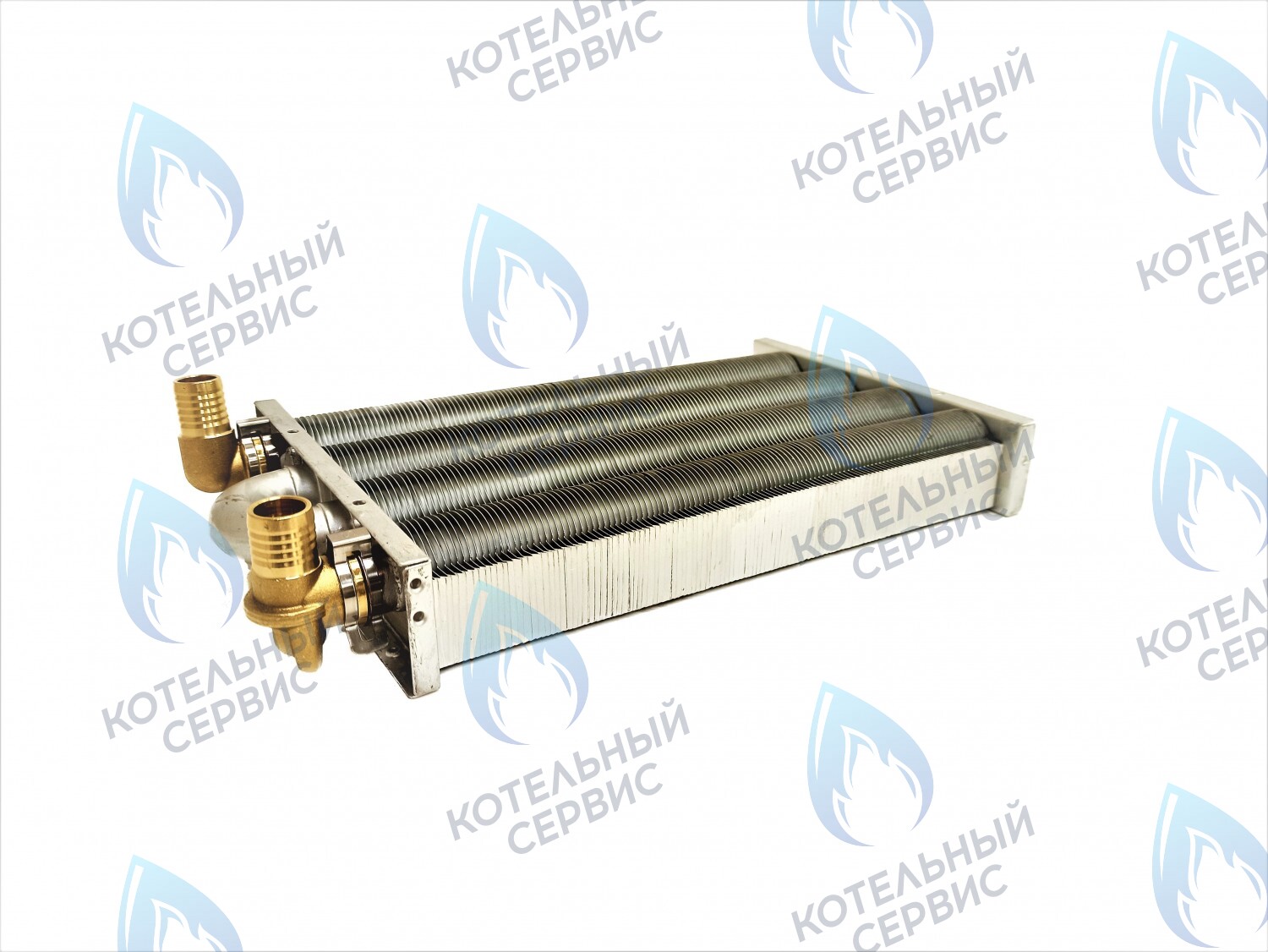 EM021-280-Фитинг-Комп Теплообменник отопления с фитингами (280 мм) 122 FIN (250-300MSC) DAEWOO в Новосибирске