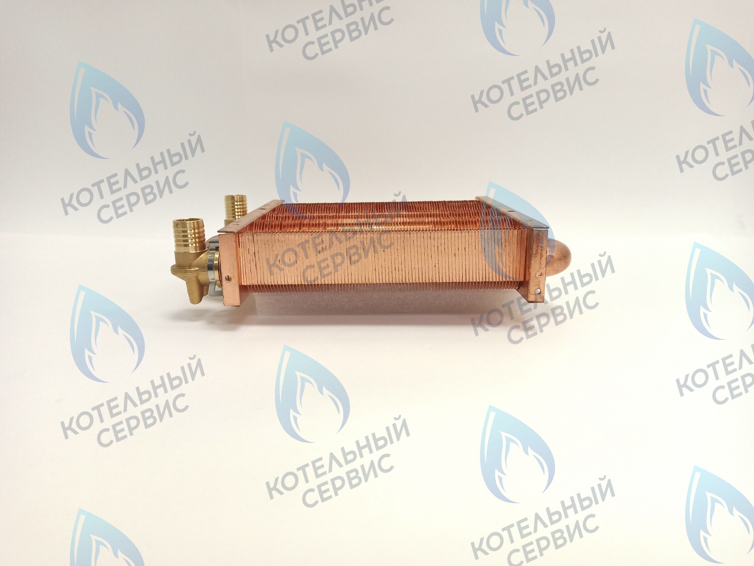 EM021-180-02-Фитинг-Комп Теплообменник первичный основной (с фитингами) 180мм 85 FIN (130-200 HSG/ICH/MSC) (3318108610, 3318108640) DAEWOO в Новосибирске