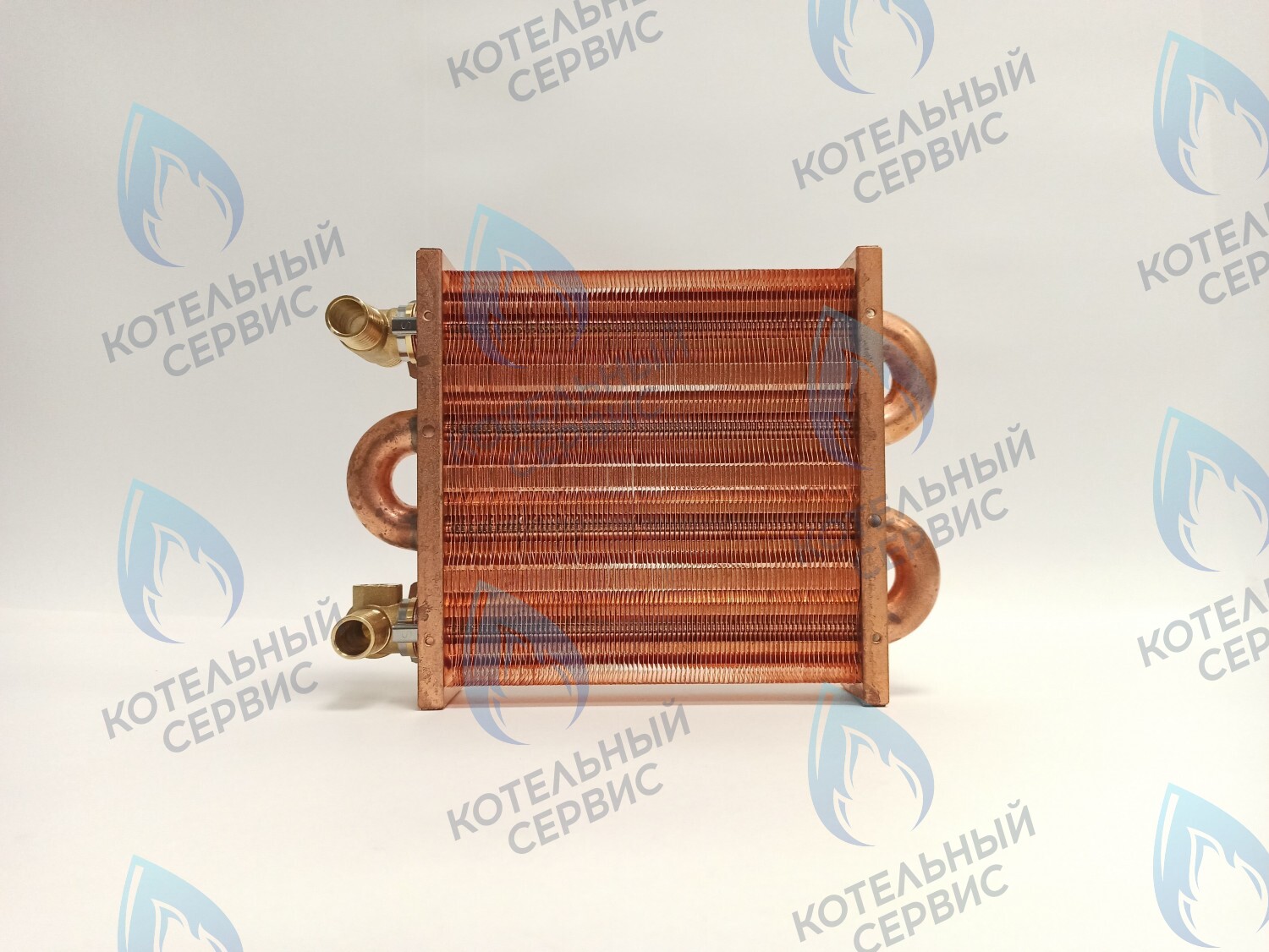 EM021-180-02-Фитинг-Комп Теплообменник первичный основной (с фитингами) 180мм 85 FIN (130-200 HSG/ICH/MSC) (3318108610, 3318108640) DAEWOO в Новосибирске