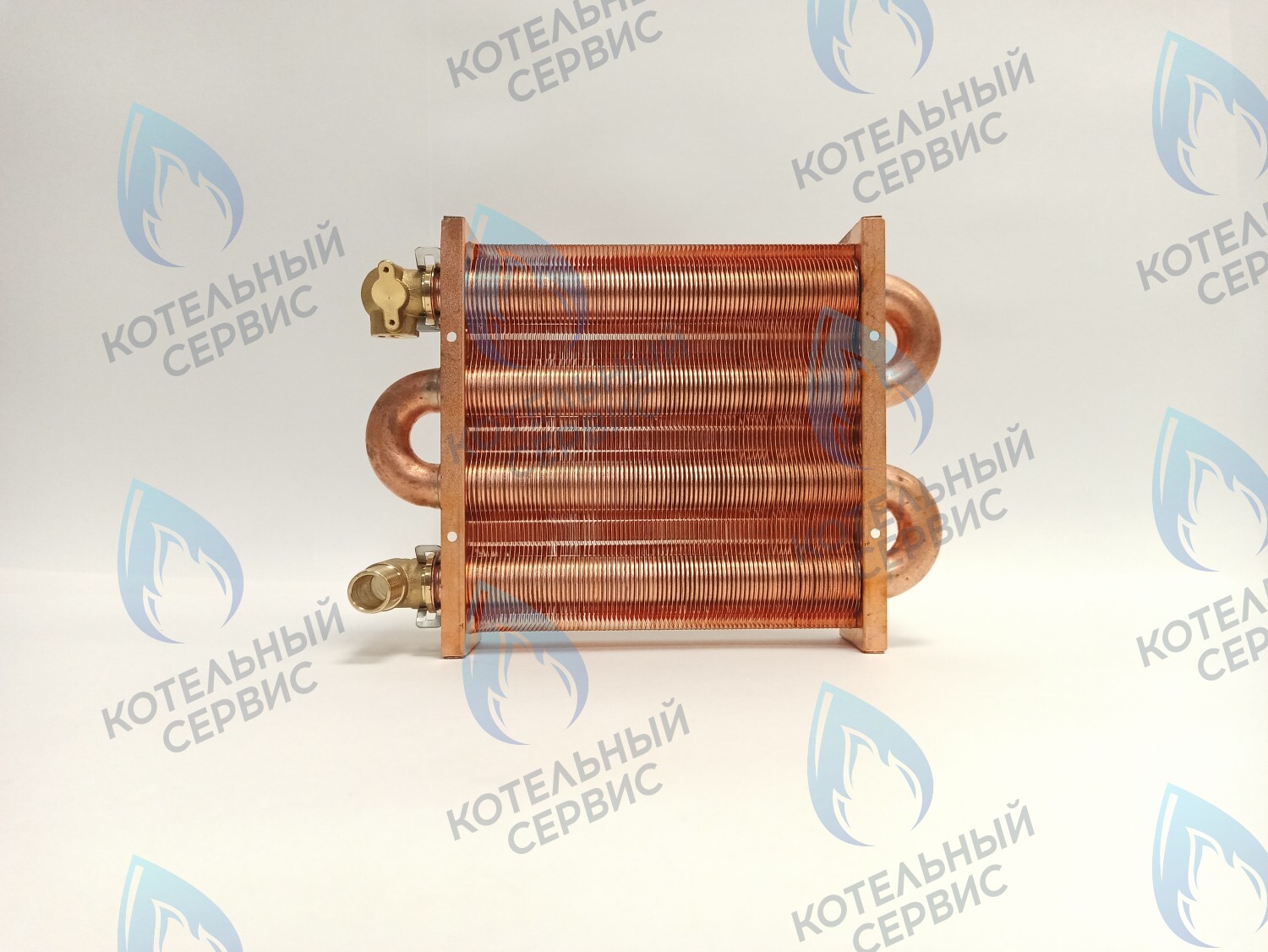 EM021-180-02-Фитинг-Комп Теплообменник первичный основной (с фитингами) 180мм 85 FIN (130-200 HSG/ICH/MSC) (3318108610, 3318108640) DAEWOO в Новосибирске