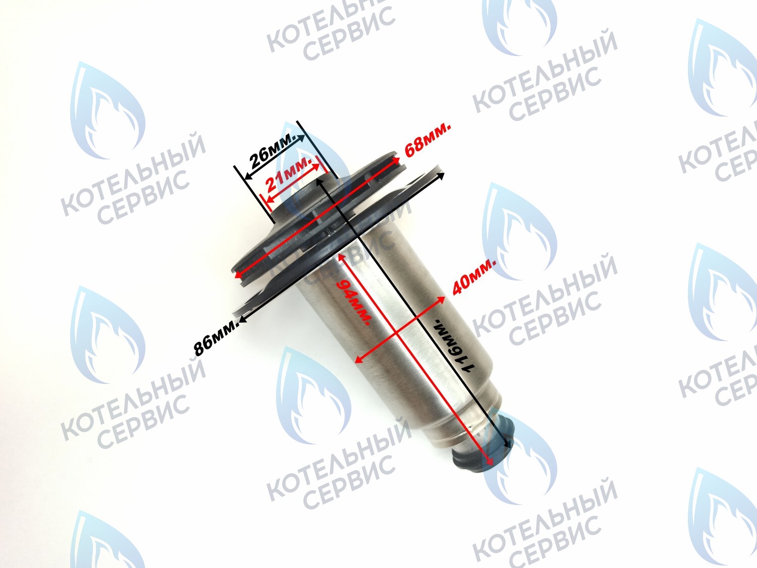 PPR-W21CW-40LONG-03 Втулка ротор насоса (по часовой стрелке) аналог WILO 15/7 (втулка 40мм, длинная 90мм, колесо 68/21мм) в Новосибирске